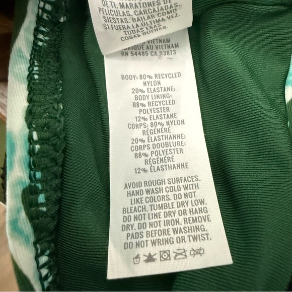 Aerie‎ Green and White Crossover Keyhole Halter Bikini Top Size Small EUC - Picture 5 of 6